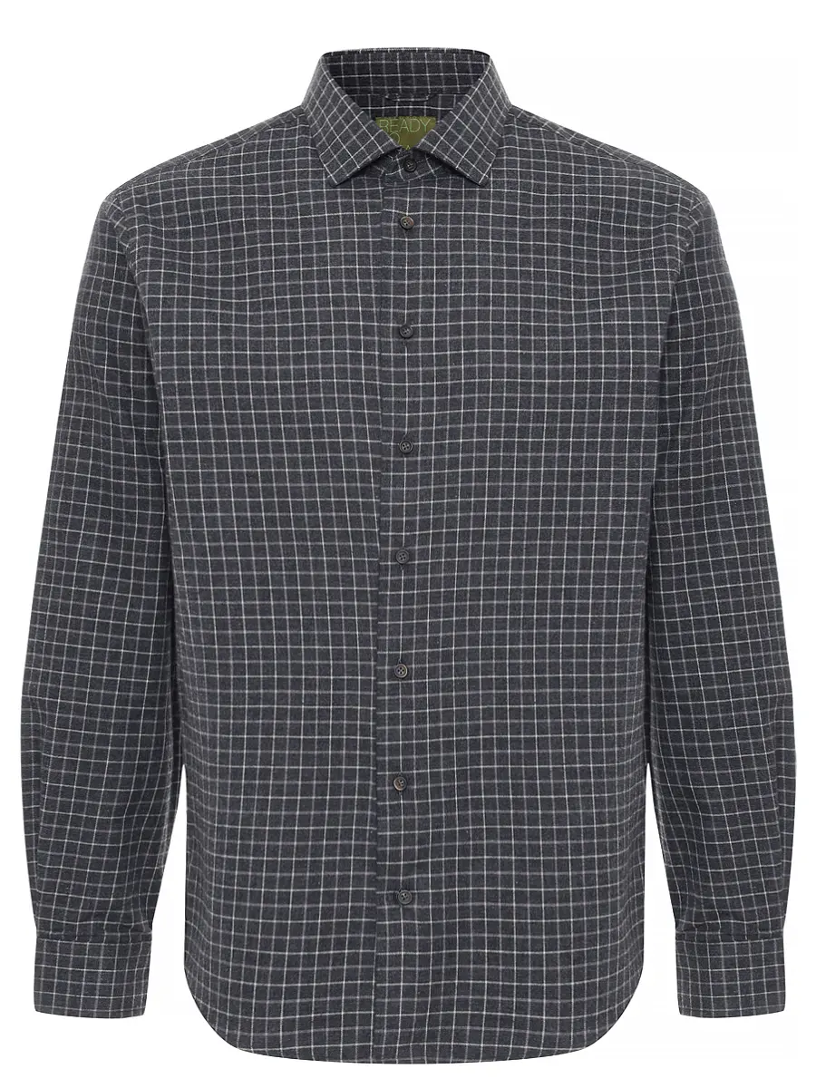 Рубашка Regular Fit из хлопка и шерсти