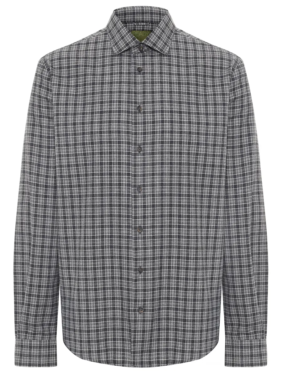 Рубашка Regular Fit из хлопка и шерсти