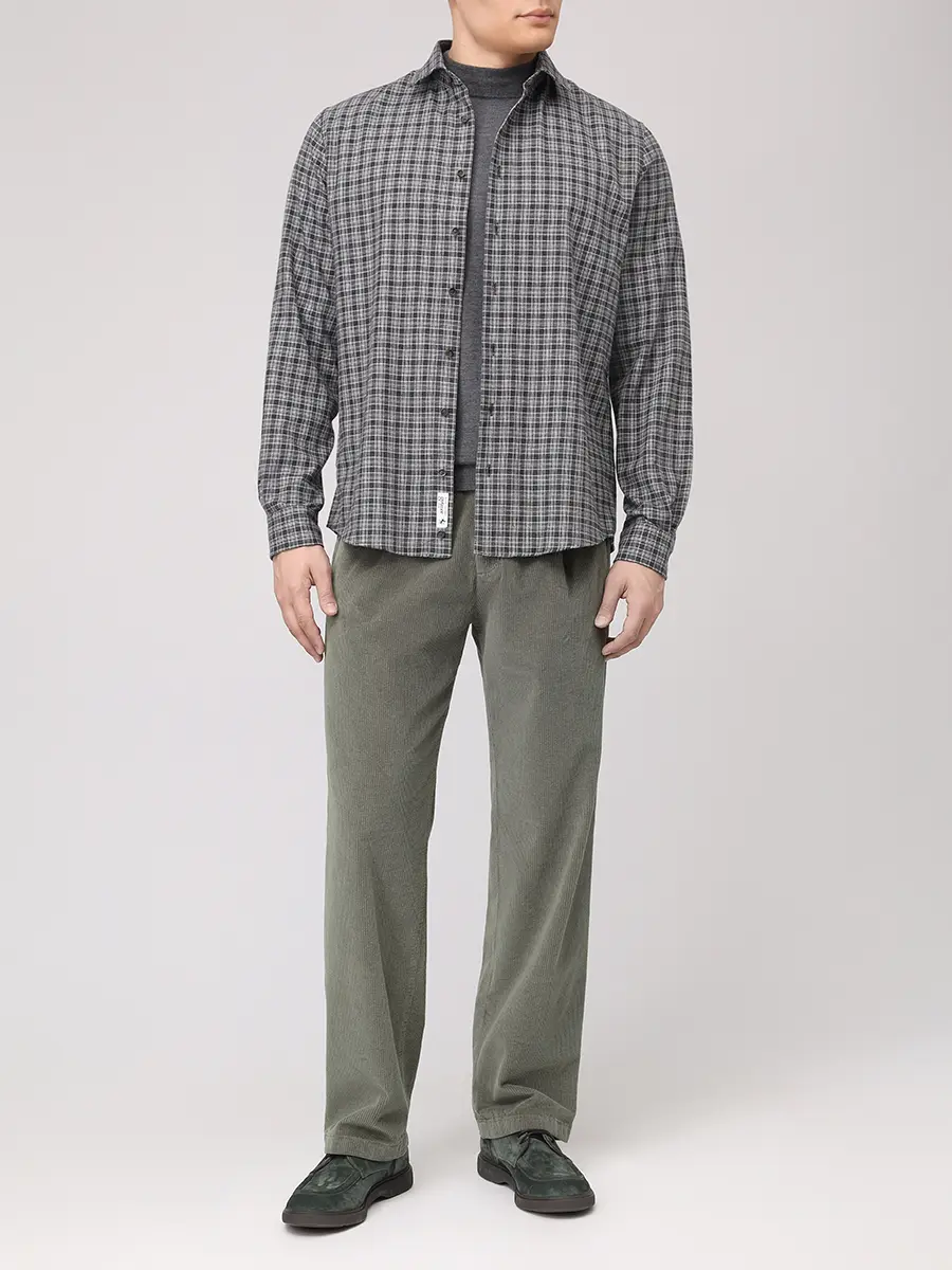 Рубашка Regular Fit из хлопка и шерсти