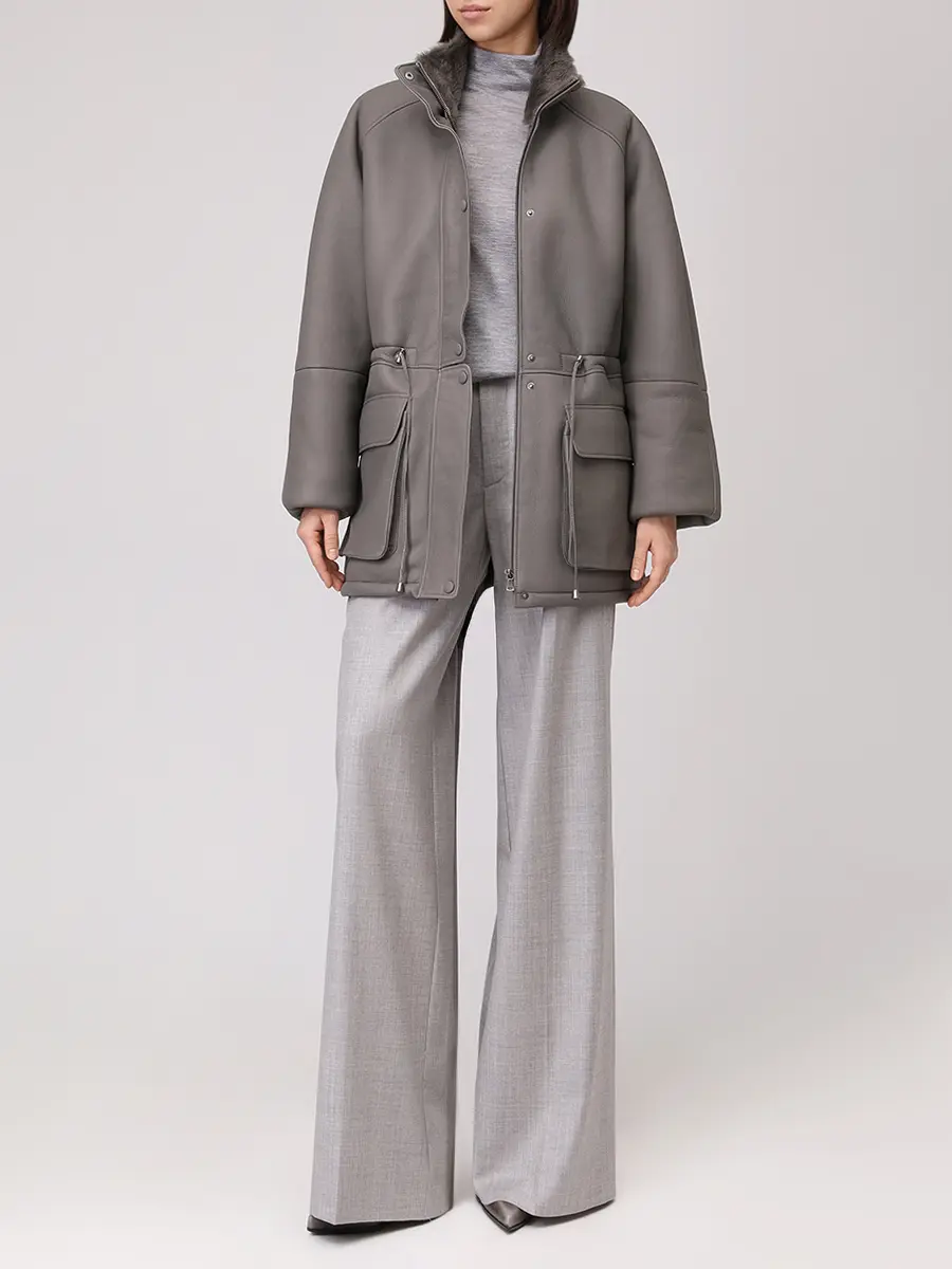 Дубленка однотонная