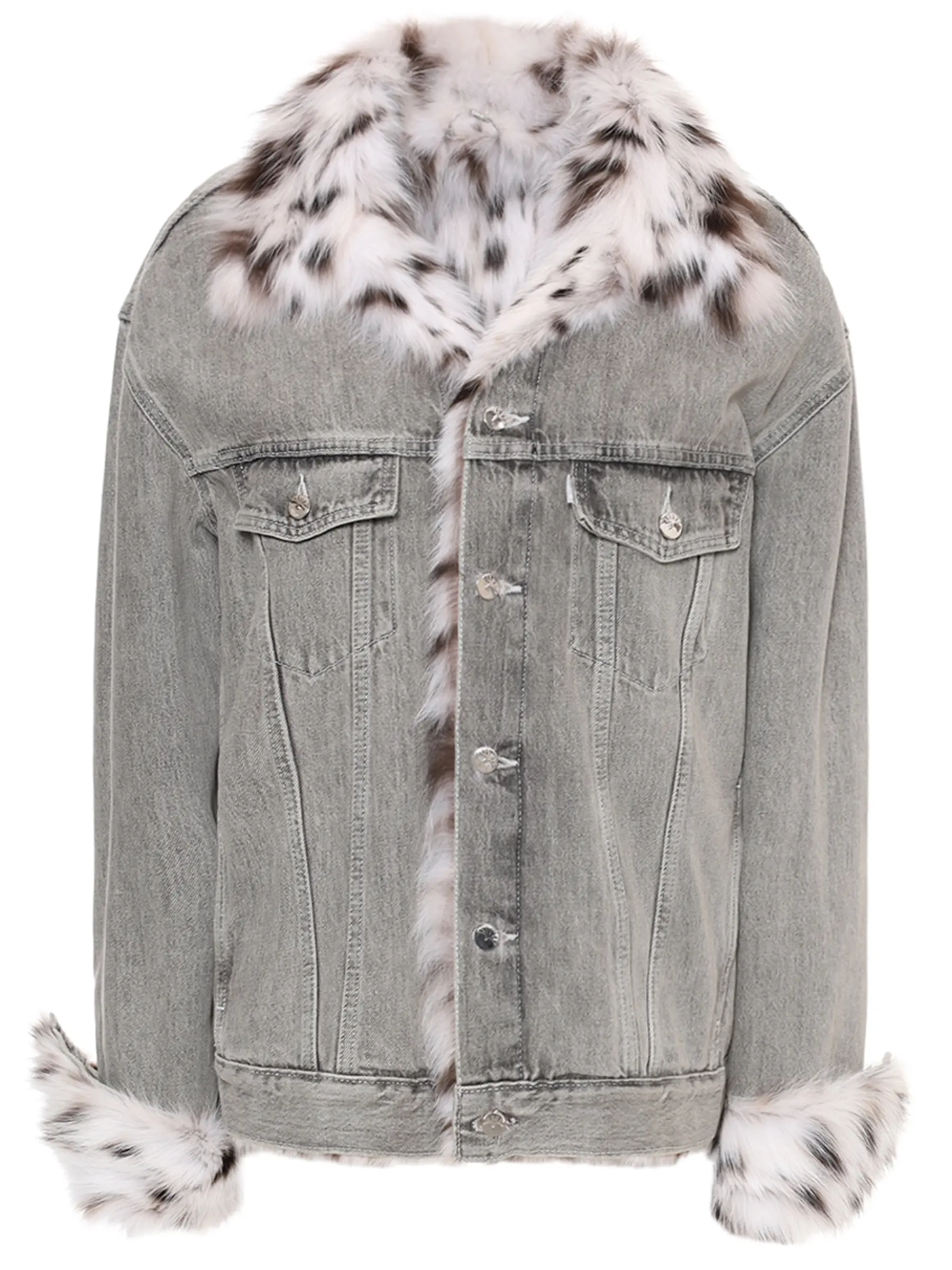 Куртка джинсовая с мехом рыси