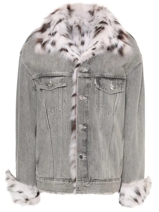 Куртка джинсовая с мехом рыси YANA