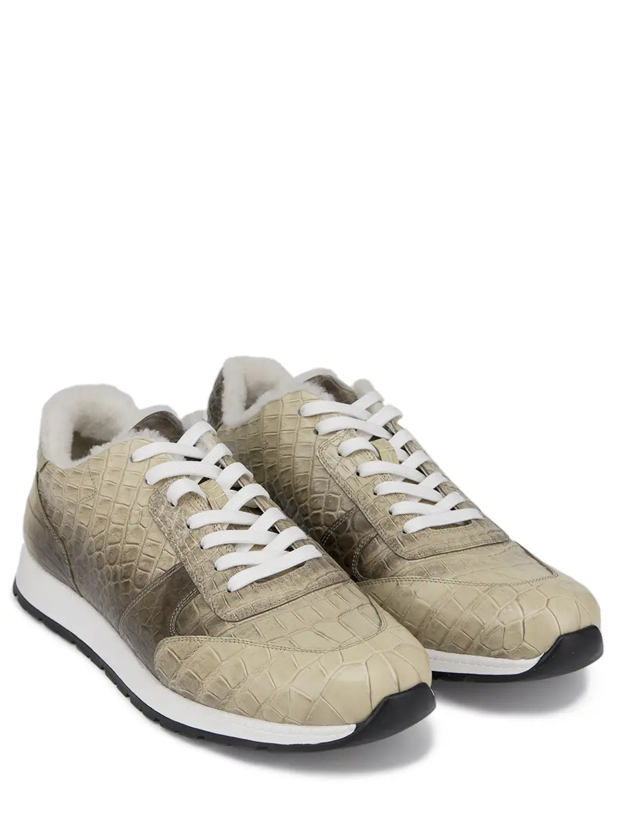 Кроссовки из кожи крокодила на меху