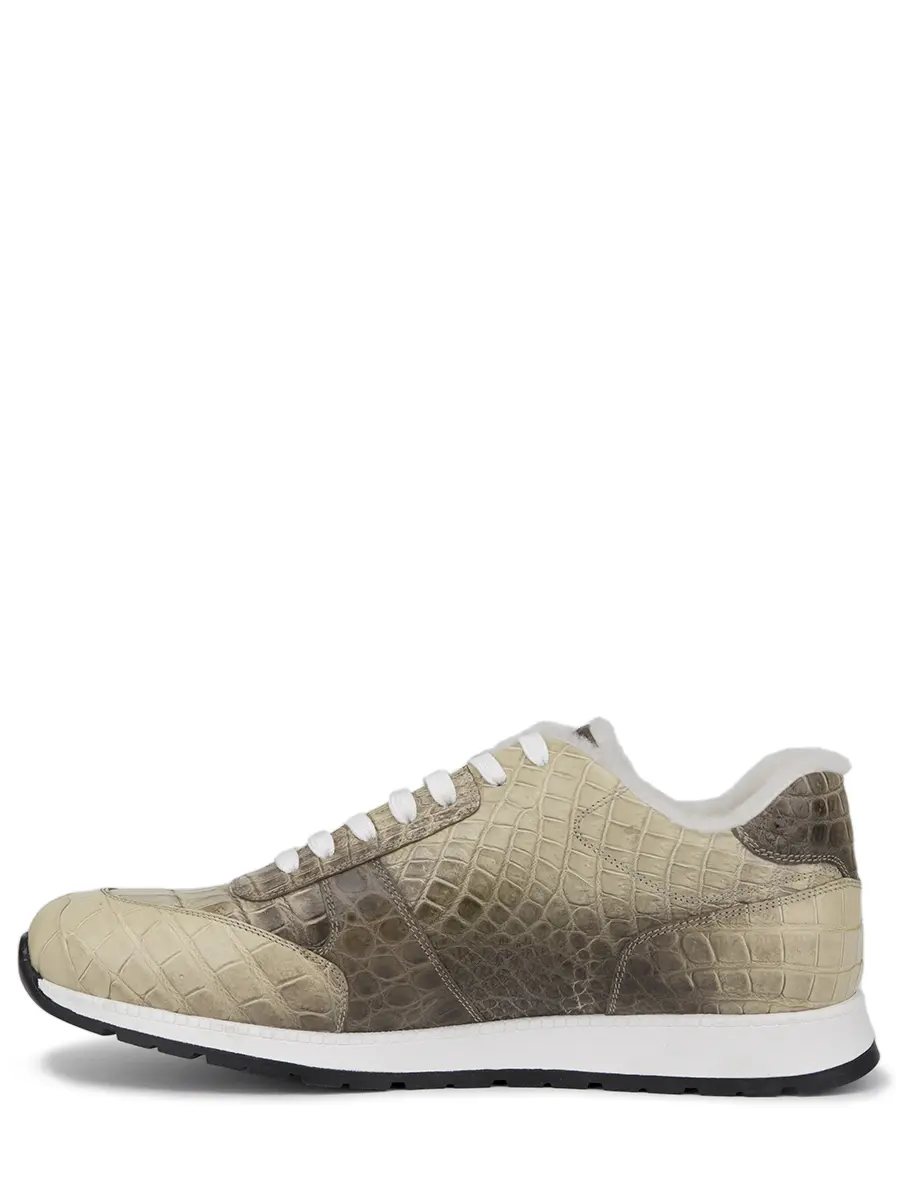 Кроссовки из кожи крокодила на меху