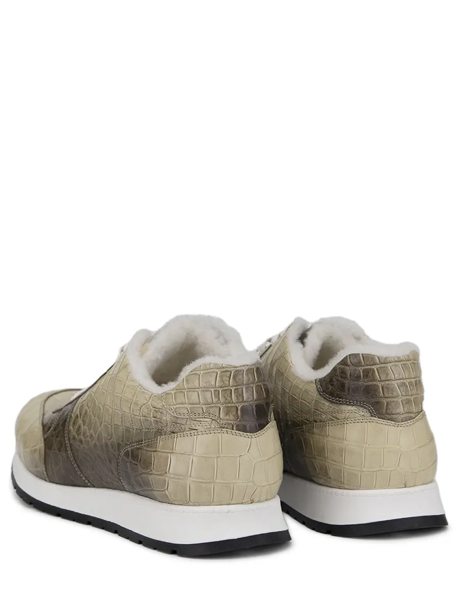 Кроссовки из кожи крокодила на меху
