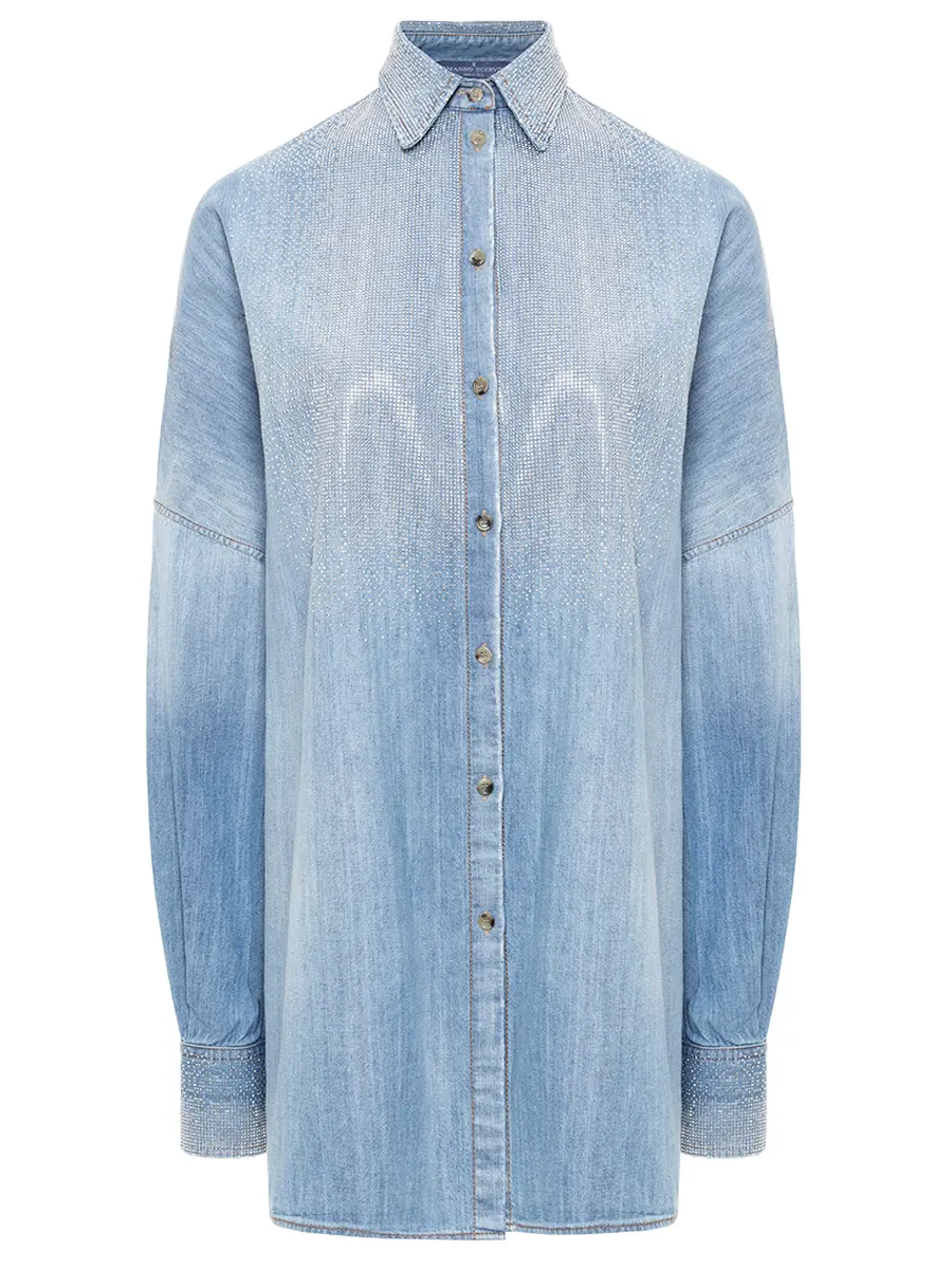 Рубашка джинсовая со стразами