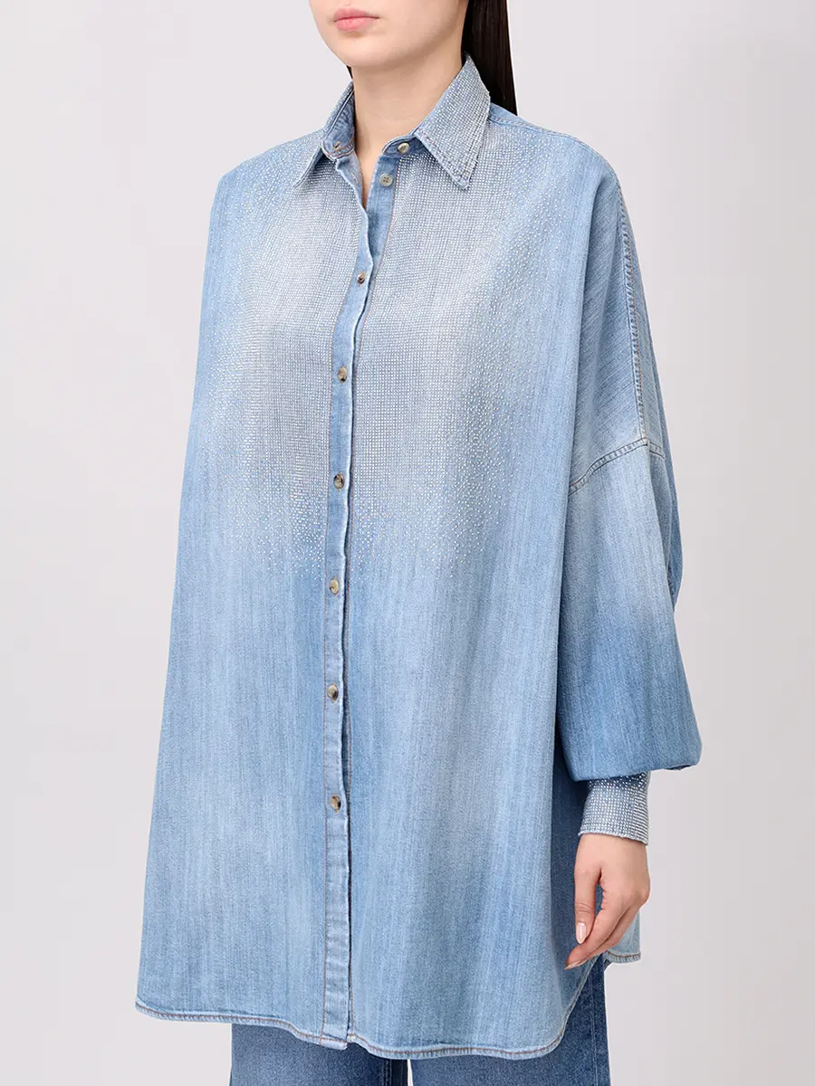 Рубашка джинсовая со стразами