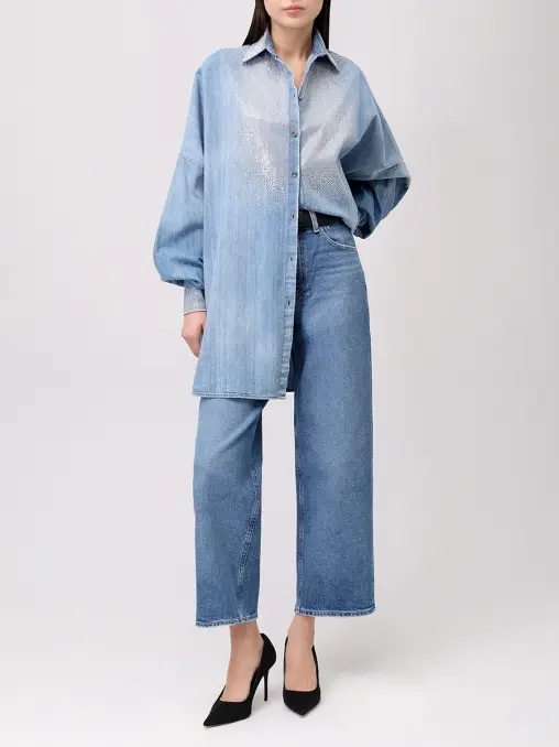 Рубашка джинсовая со стразами ERMANNO SCERVINO