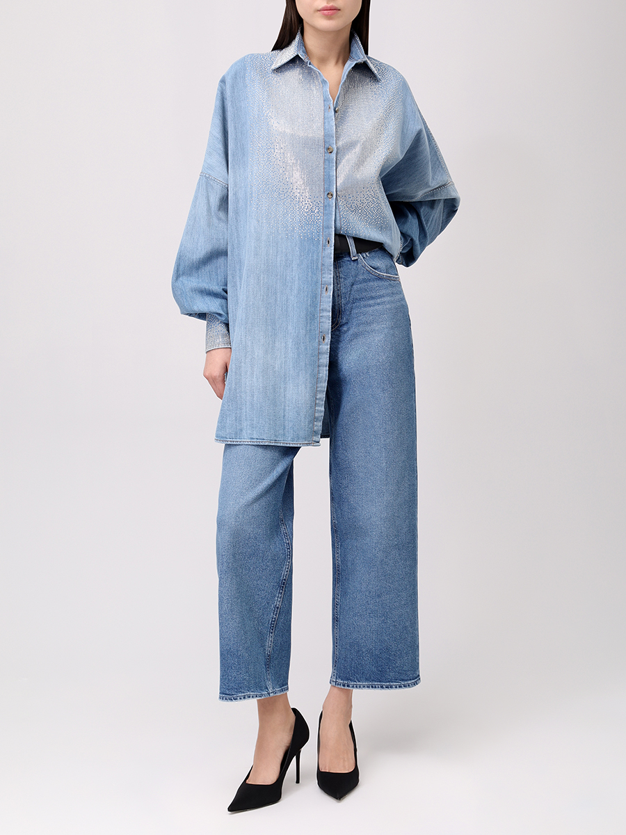 Рубашка джинсовая со стразами