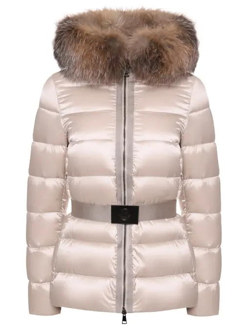 Пуховик стеганый с мехом лисы MONCLER
