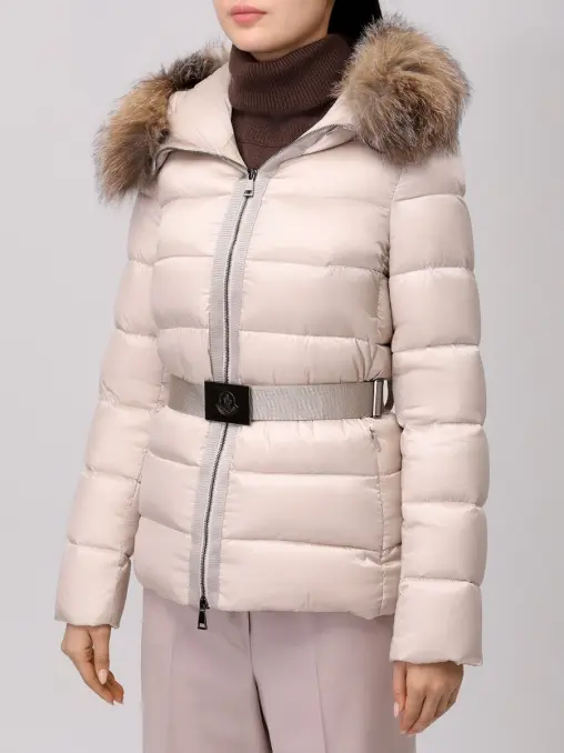 Пуховик стеганый с мехом лисы MONCLER