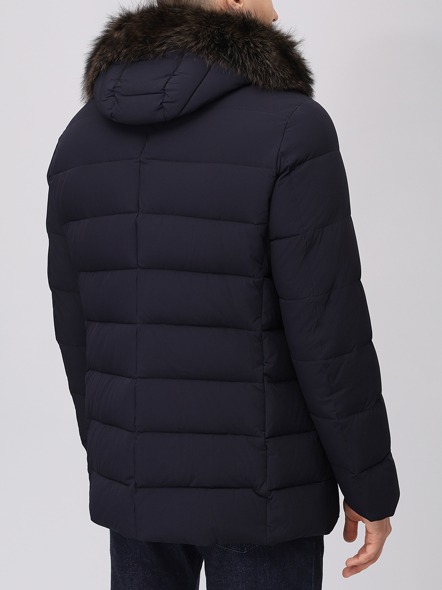 Пуховик стеганый с мехом енота