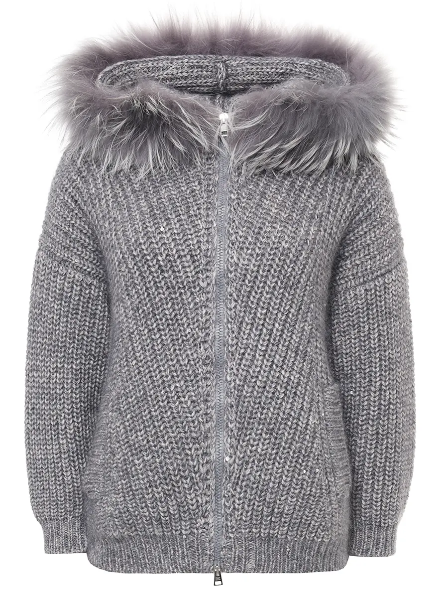 Кардиган вязаный с мехом