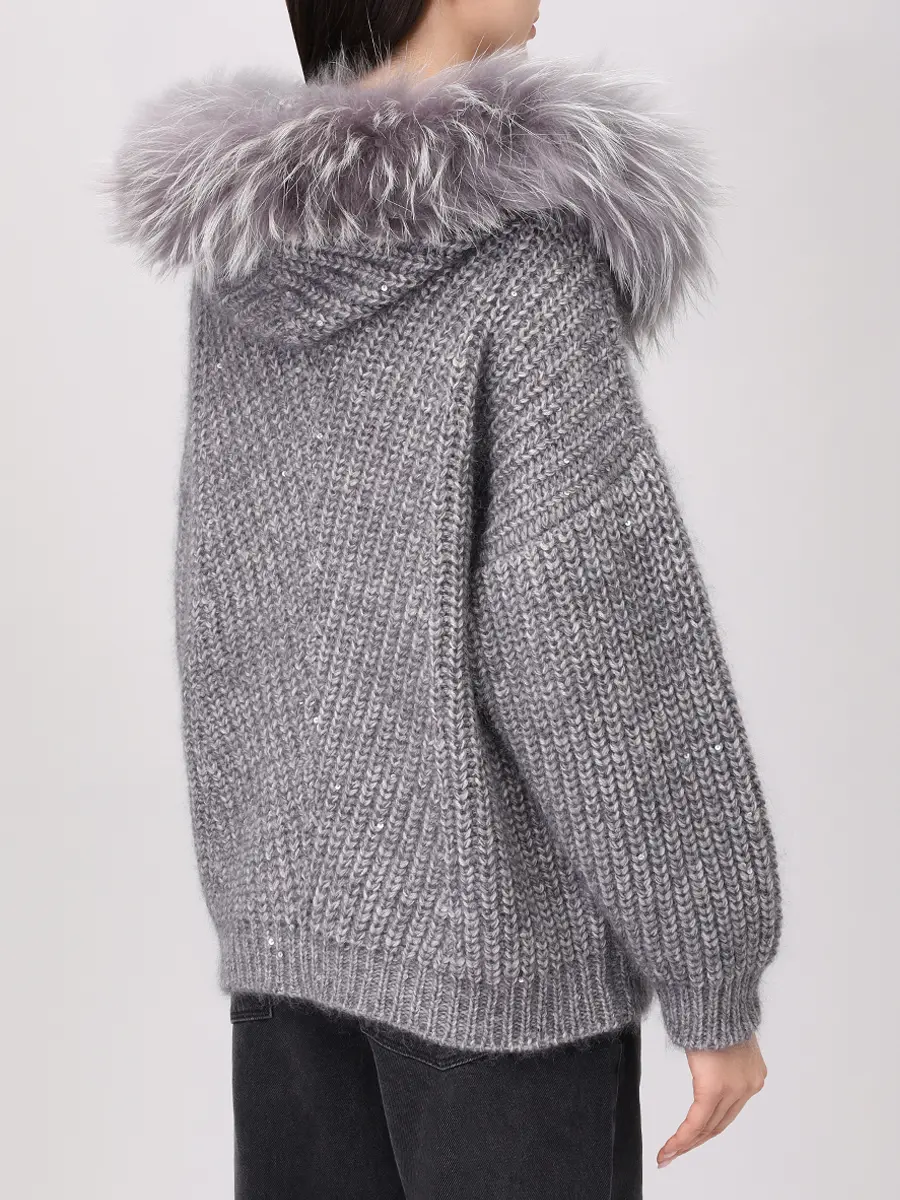 Кардиган вязаный с мехом