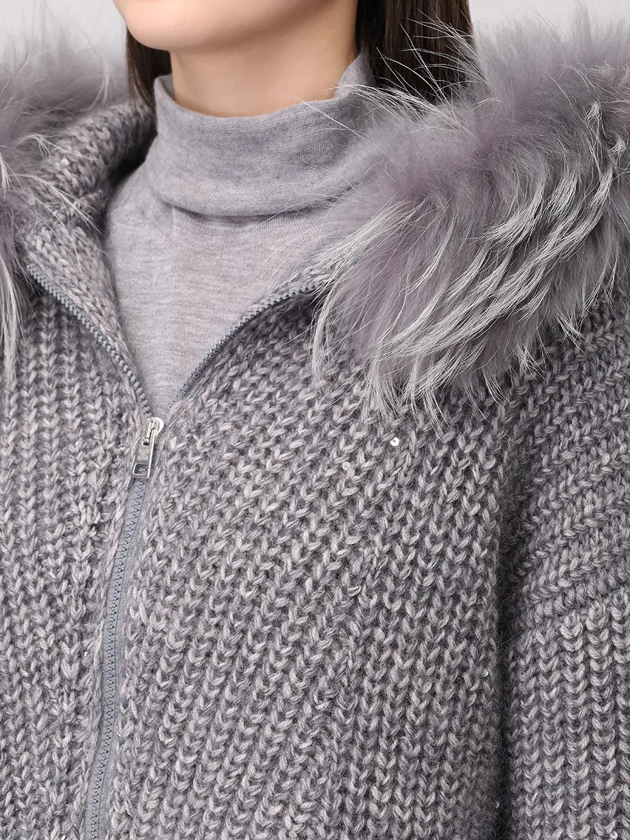 Кардиган вязаный с мехом