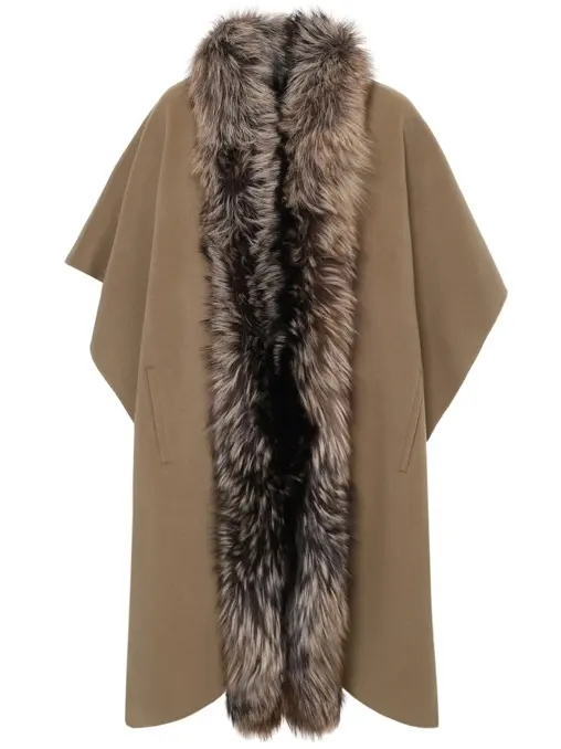 Пончо из шерсти и кашемира с мехом лисы YVES SALOMON