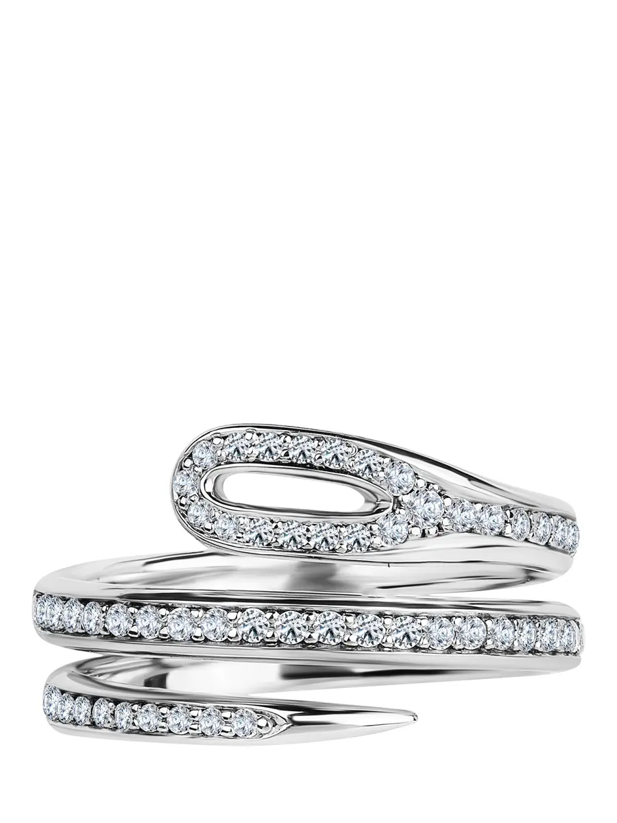 Кольцо двойное «Кащеева игла» с бриллиантами Half Pave