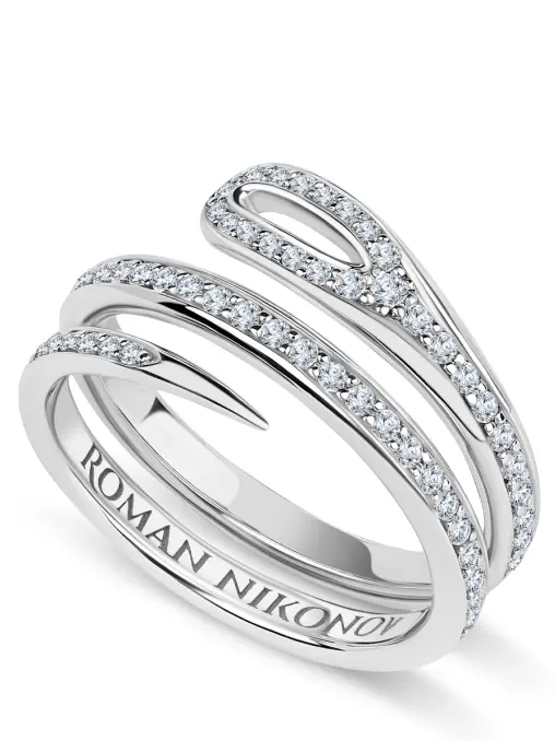 Кольцо двойное «Кащеева игла» с бриллиантами Half Pave ROMAN NIKONOV