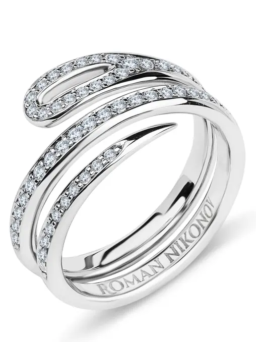 Кольцо двойное «Кащеева игла» с бриллиантами Half Pave ROMAN NIKONOV
