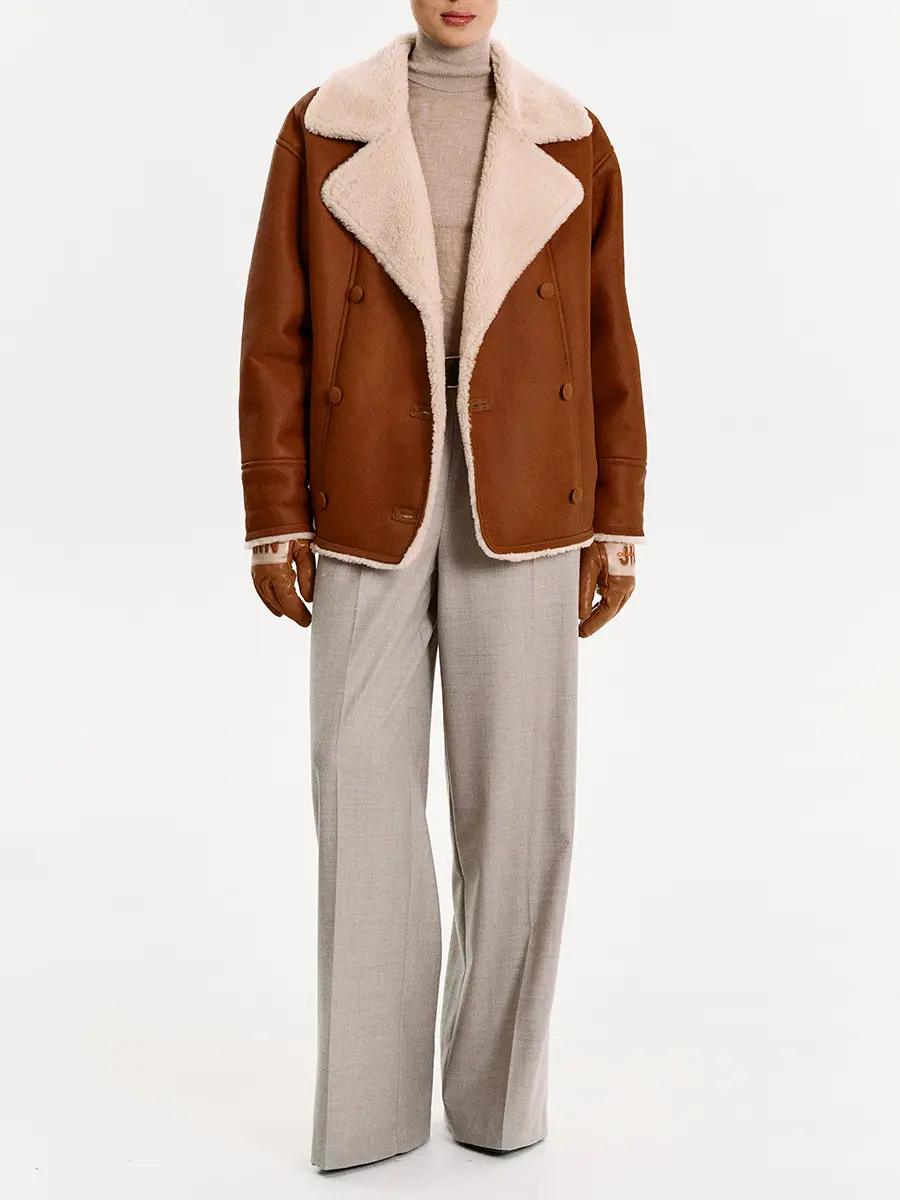 Дубленка двубортная