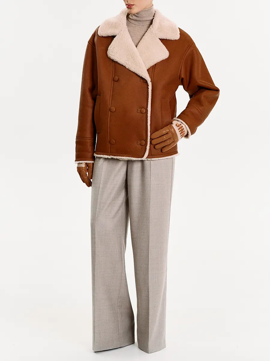 Дубленка двубортная