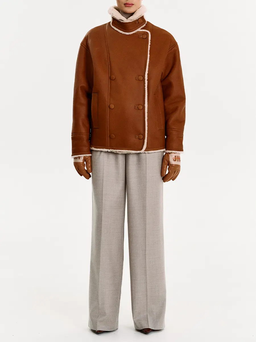 Дубленка двубортная