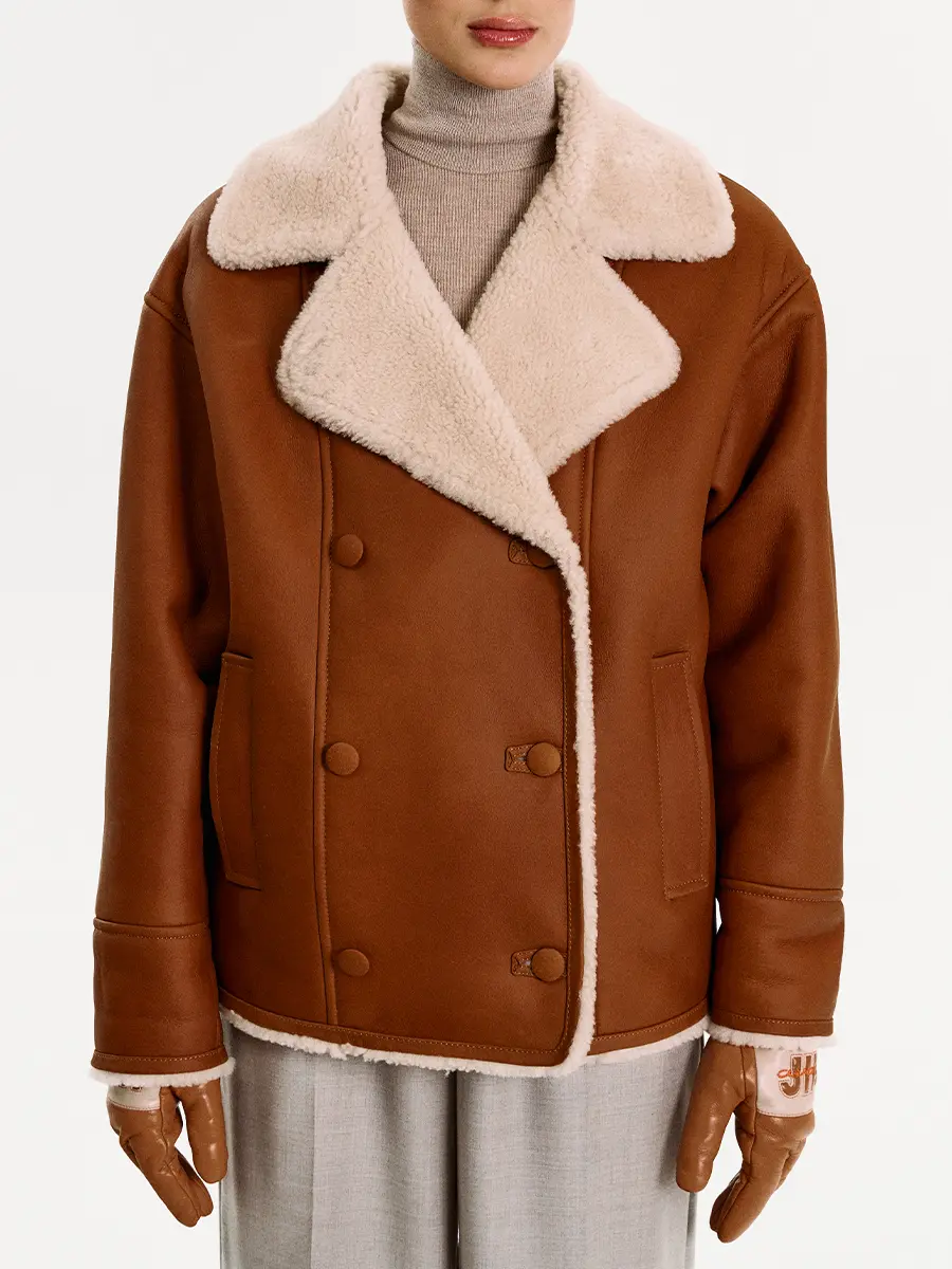 Дубленка двубортная