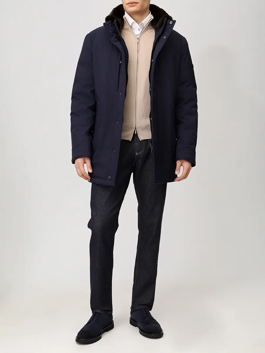 Пуховик однотонный