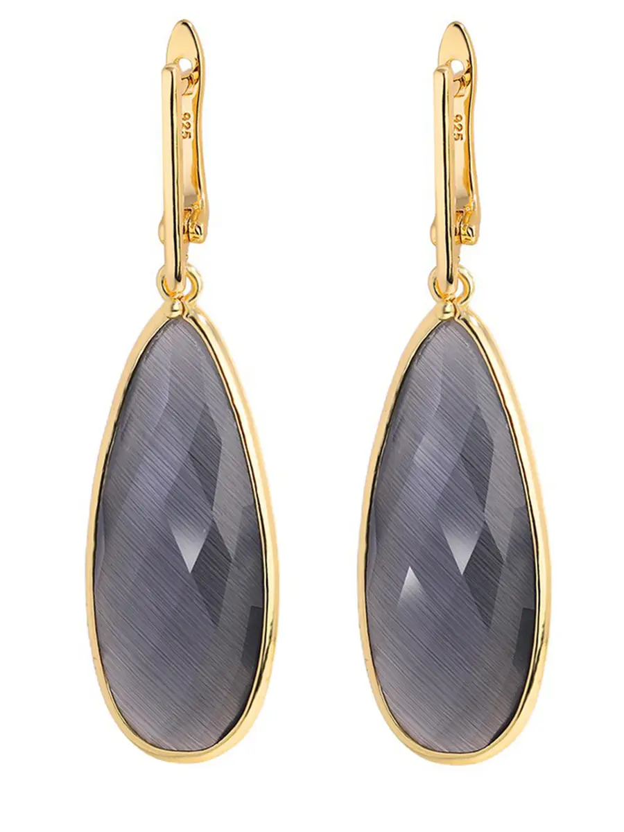 Серьги с каплями из камня