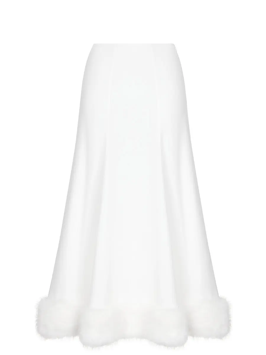 Юбка шелковая с мехом