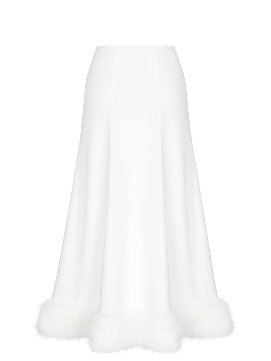 Юбка шелковая с мехом
