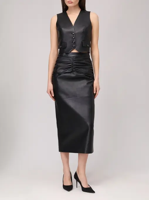 Юбка кожаная Vendоme midi WHITE LILY