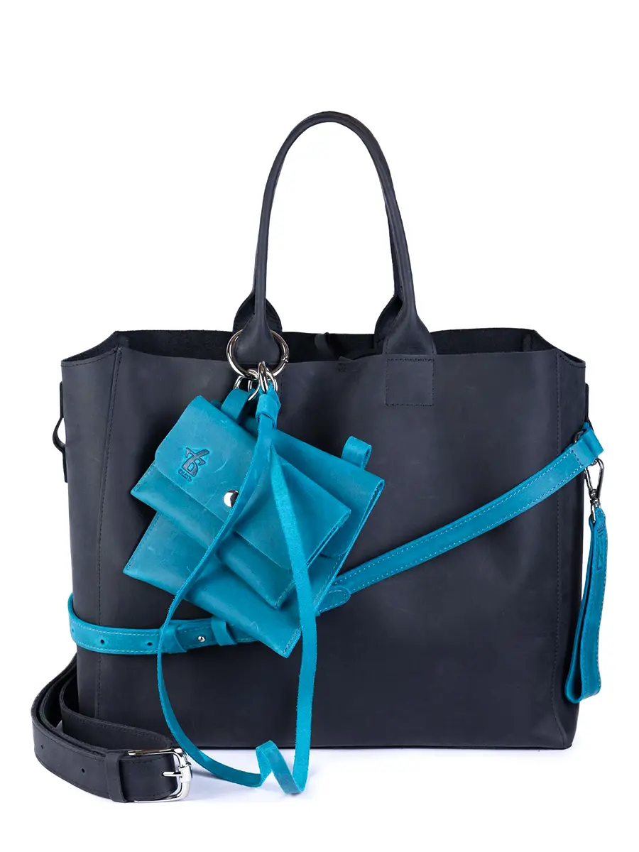 Сумка-тоут L ДАРК-ДЖИНС кожаная