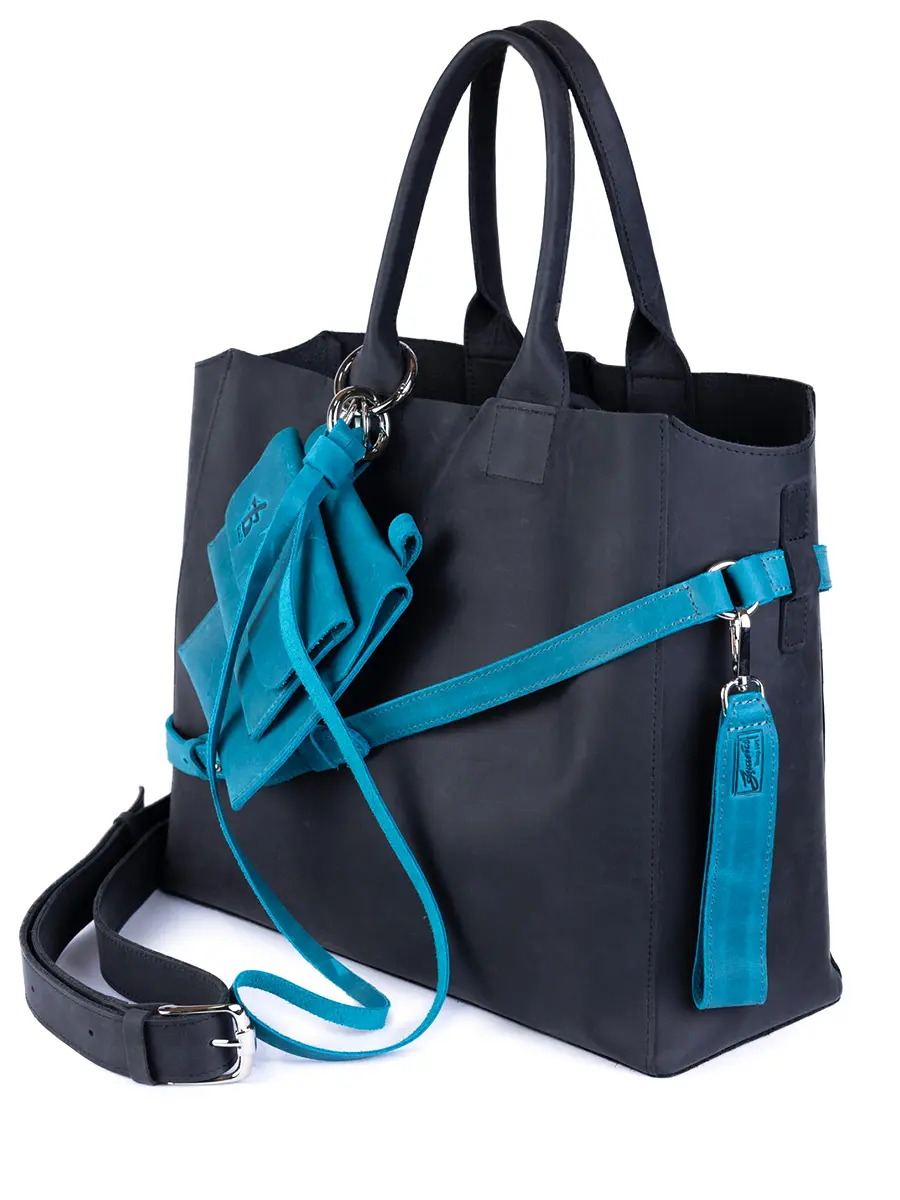 Сумка-тоут L ДАРК-ДЖИНС кожаная