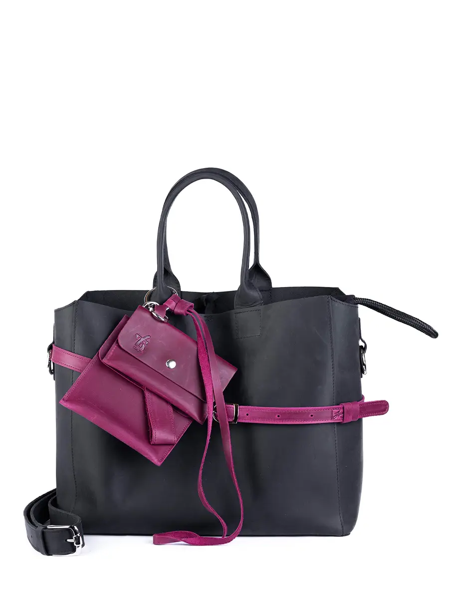 Сумка-тоут L ДАРК-ЕЖЕВИКА кожаная