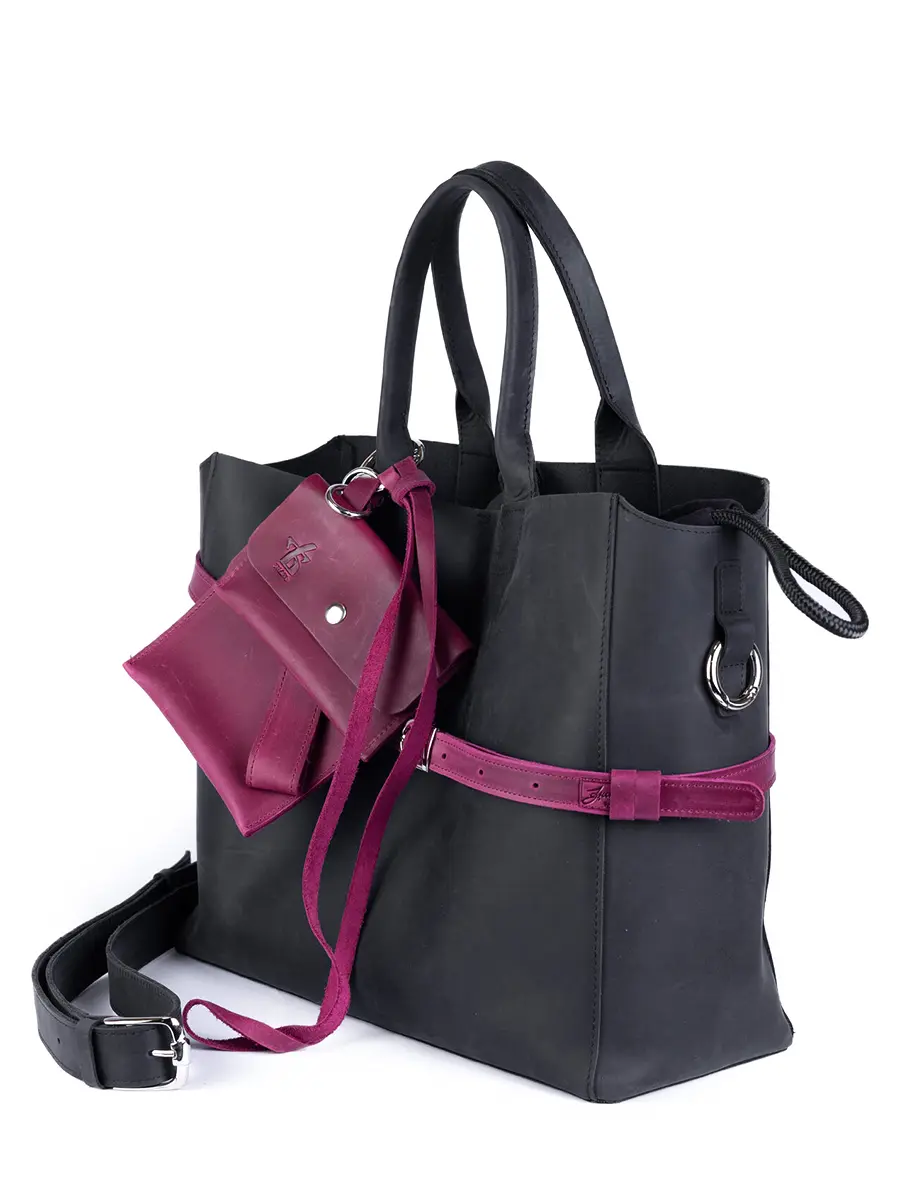 Сумка-тоут L ДАРК-ЕЖЕВИКА кожаная