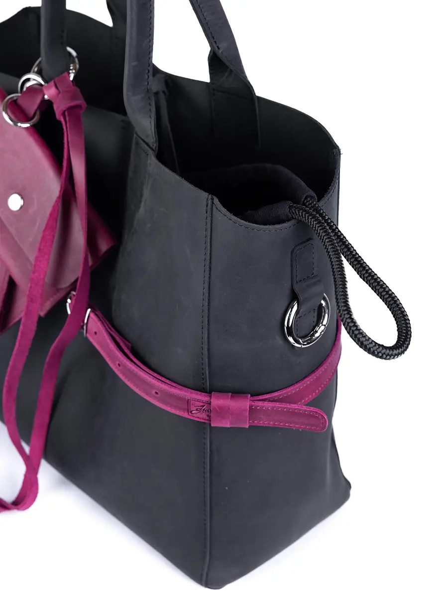 Сумка-тоут L ДАРК-ЕЖЕВИКА кожаная