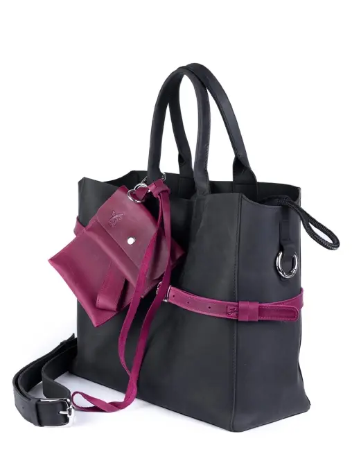 Сумка-тоут L ДАРК-ЕЖЕВИКА кожаная ЗНАТЬ