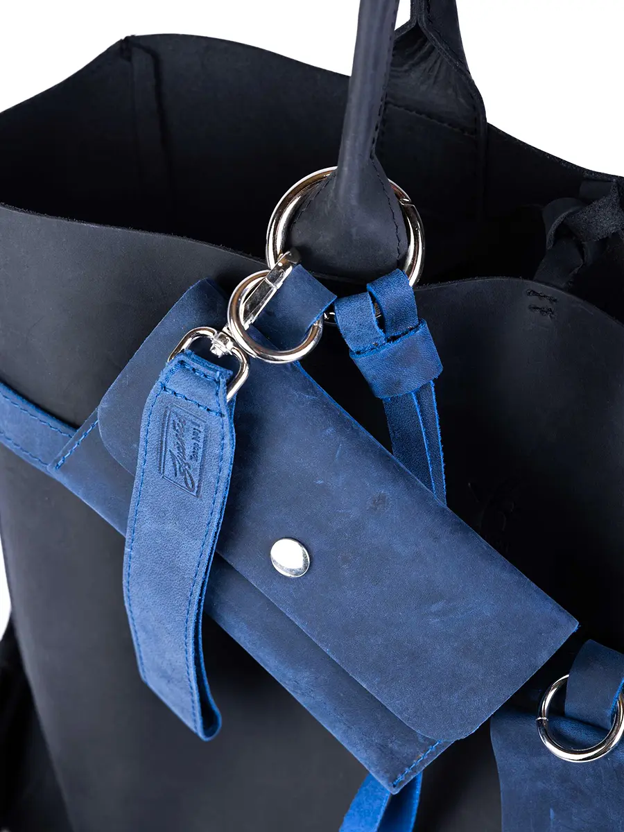 Сумка-тоут L ДАРК-САПФИР кожаная