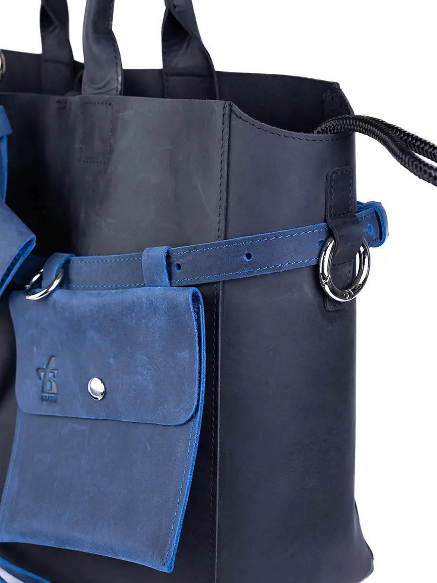 Сумка-тоут L ДАРК-САПФИР кожаная