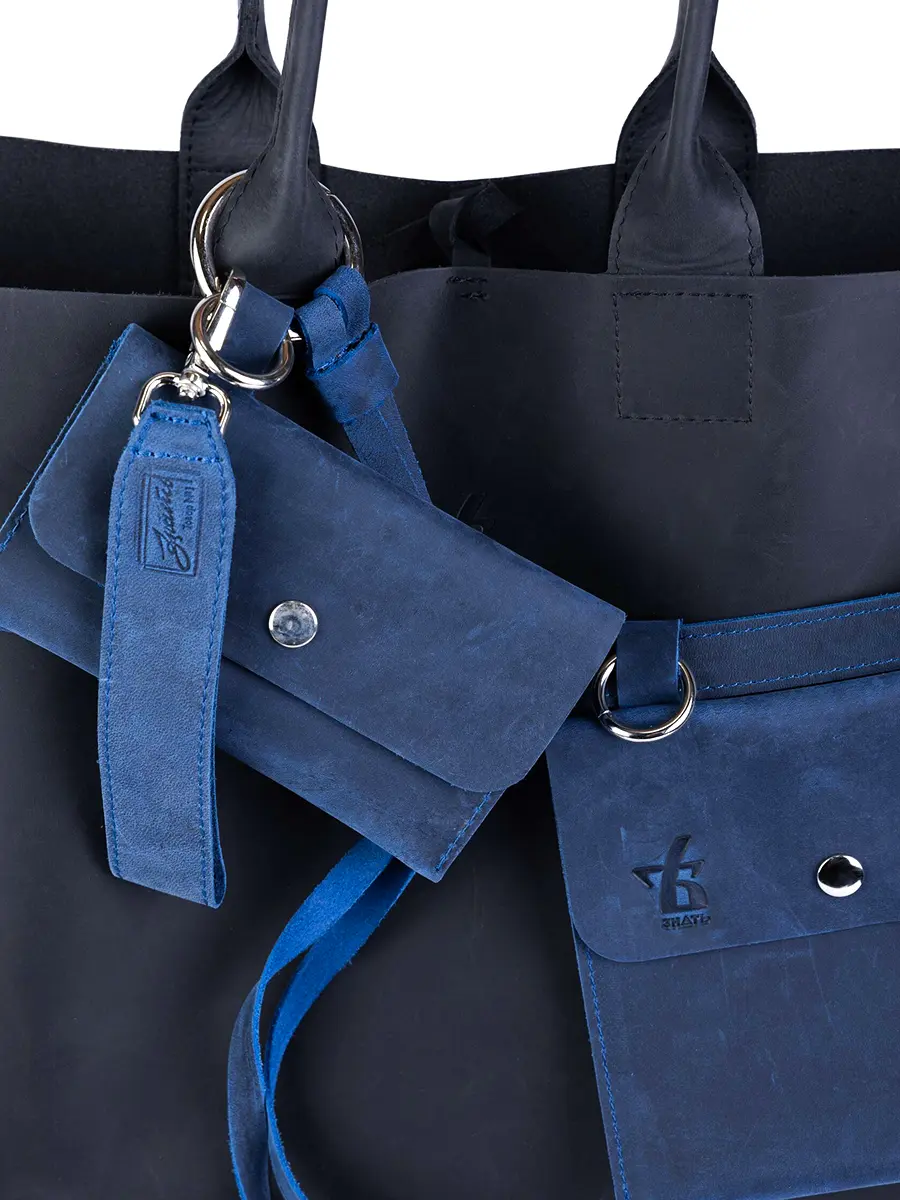 Сумка-тоут L ДАРК-САПФИР кожаная