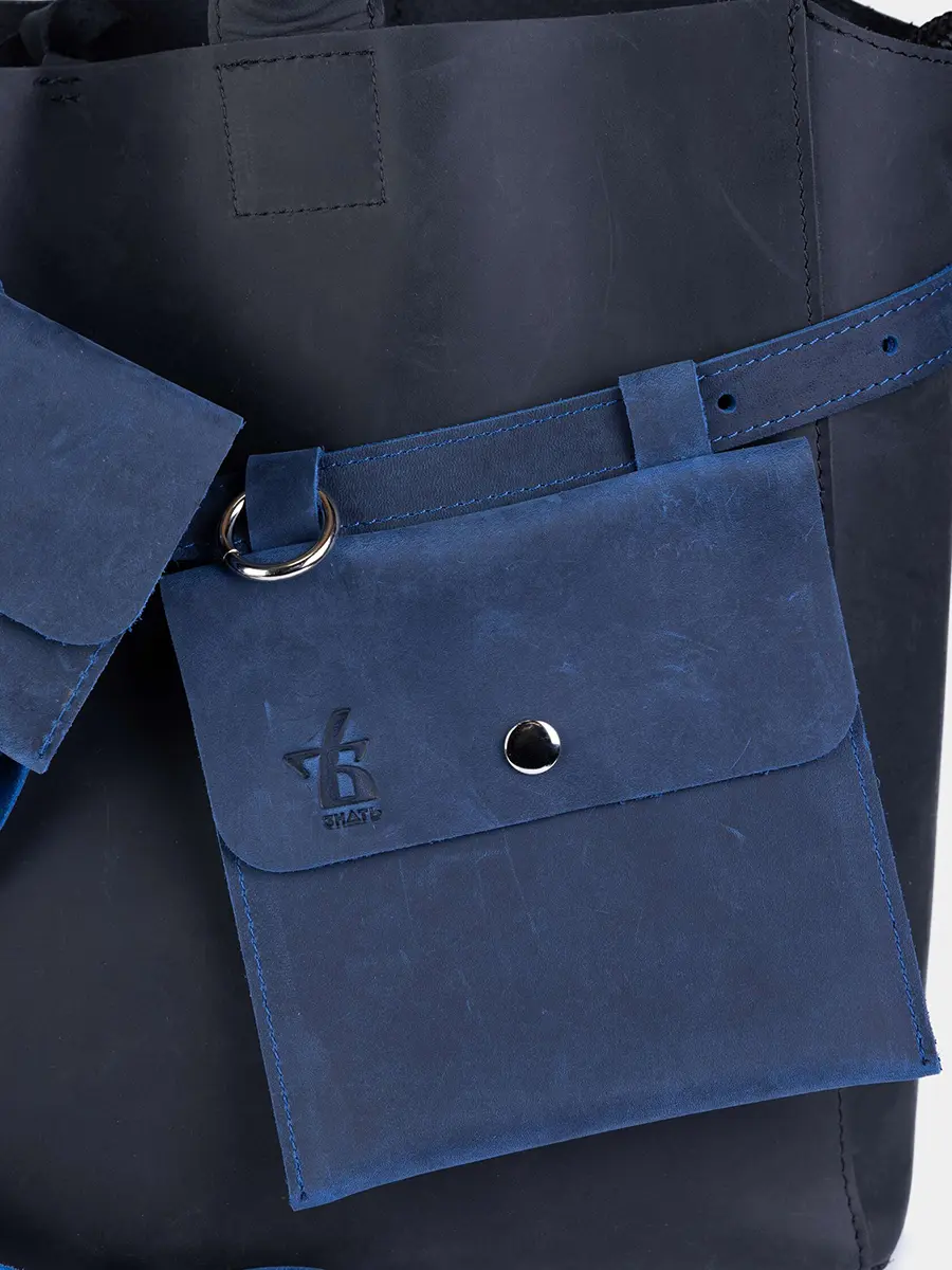 Сумка-тоут L ДАРК-САПФИР кожаная