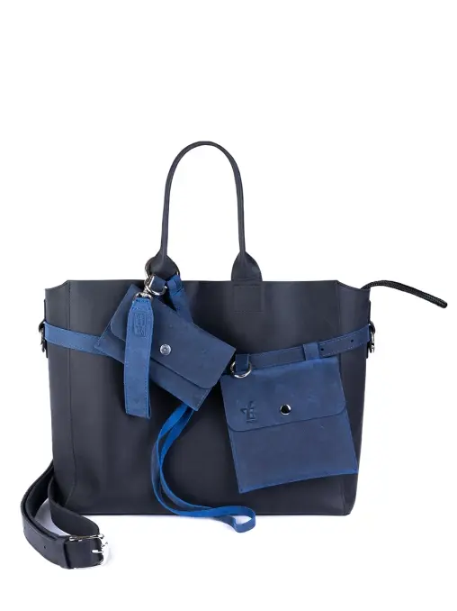 Сумка-тоут L ДАРК-САПФИР кожаная ЗНАТЬ