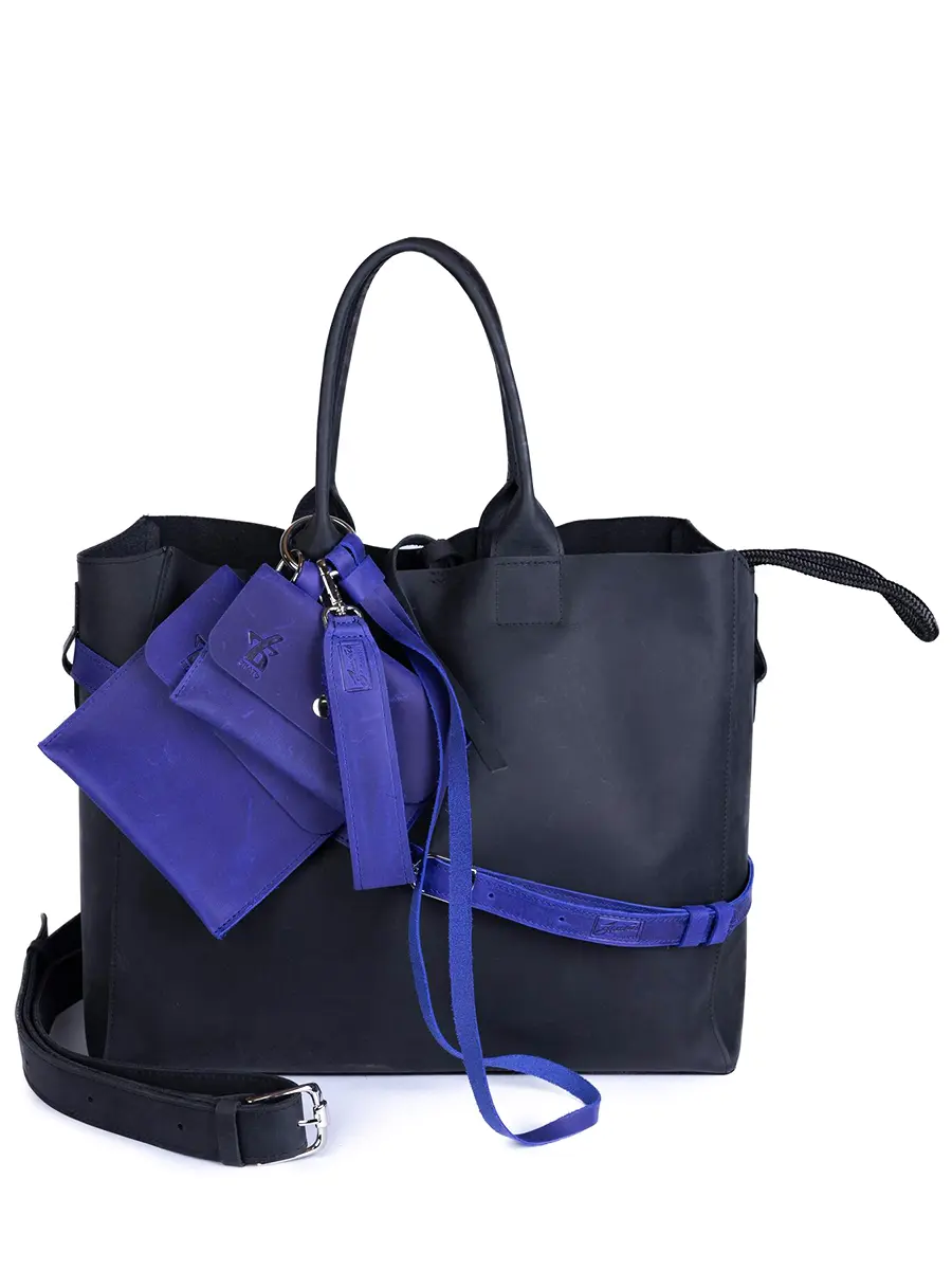 Сумка-тоут L ДАРК-НЕОН кожаная