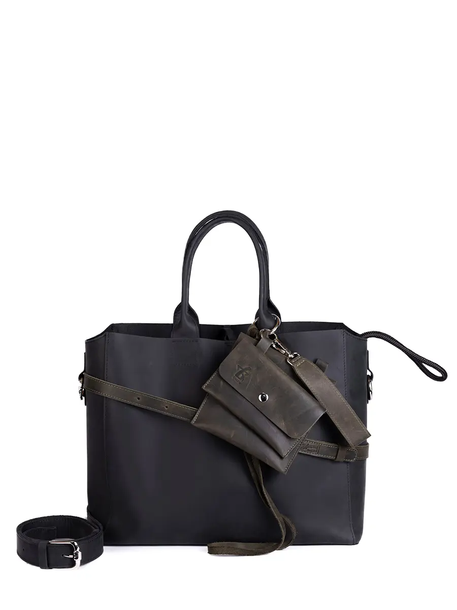 Сумка-тоут L ДАРК-СВОМП кожаная