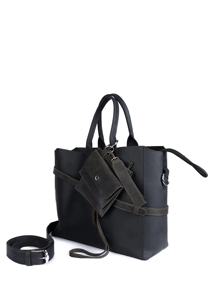 Сумка-тоут L ДАРК-СВОМП кожаная