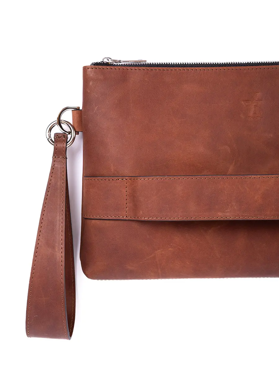 Клатч L ПЕКАН кожаный