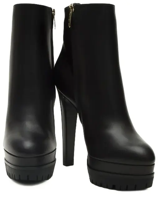 Ботильоны кожаные на меху SERGIO ROSSI