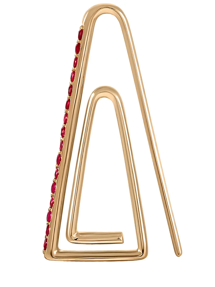Серьги-скрепки с рубинами