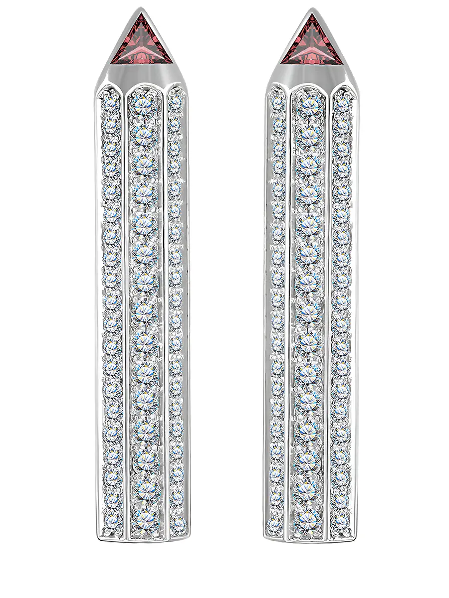 Серьги-карандаши в белом золоте